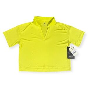 TUCKERNUCK TNUCK SPORT Cropped Performance Jersey Caroline Polo CITRON Sz S
